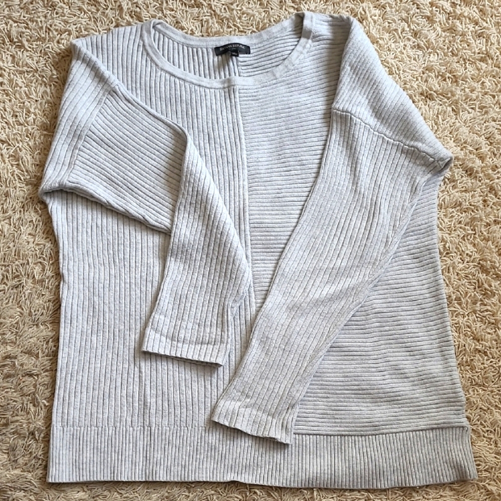 Banana Republic Factory Size L Gray Ribbed Tunic Sweater